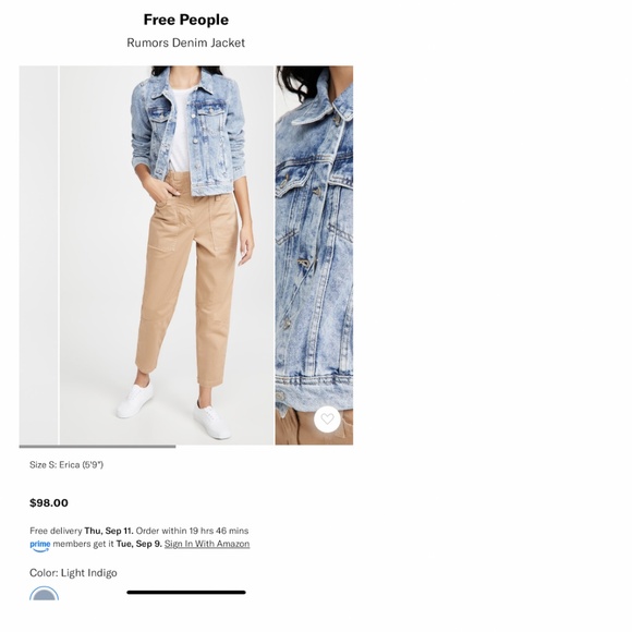 Free People Rumors Denim Jacket - Light Indigo - Sz Small (US 4/6) - Never Worn - Picture 4 of 15